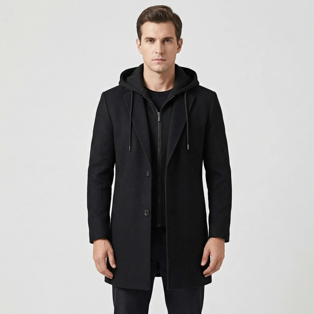 Men's Longline Hooded Coat