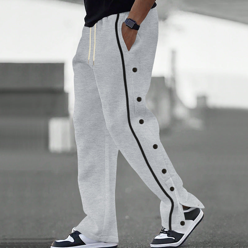 Men's Loose Sporty Jogging Pants with Snap Buttons