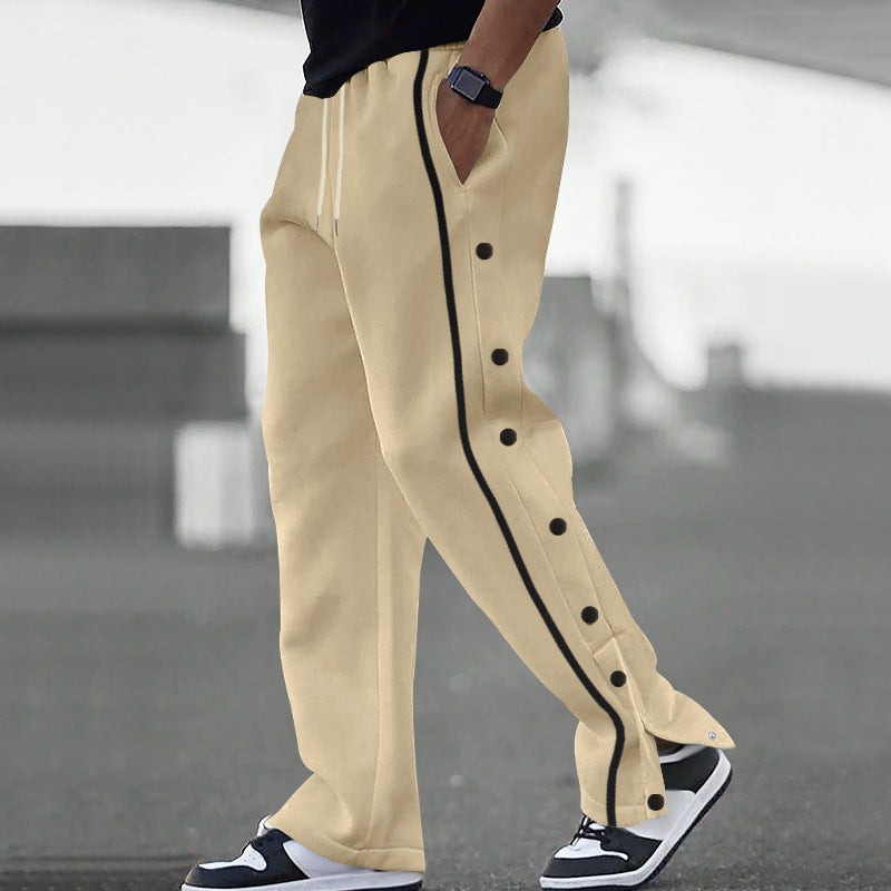 Men's Loose Sporty Jogging Pants with Snap Buttons