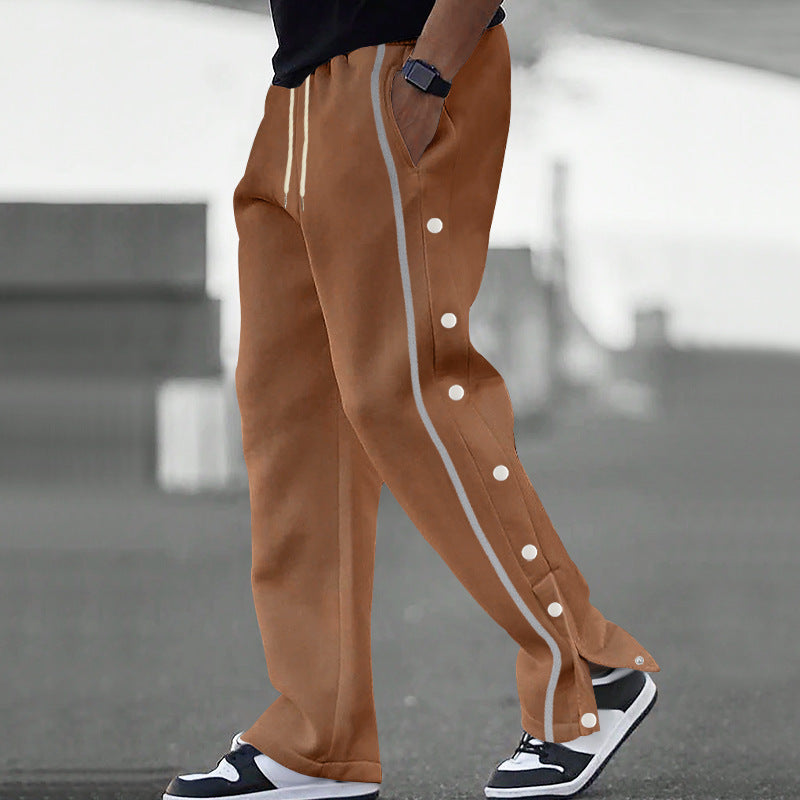 Men's Loose Sporty Jogging Pants with Snap Buttons