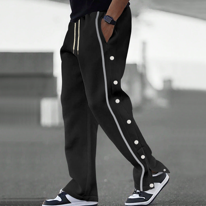 Men's Loose Sporty Jogging Pants with Snap Buttons