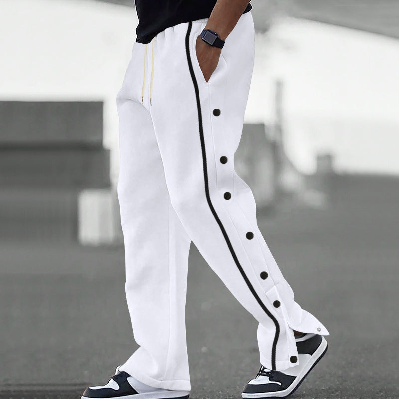 Men's Loose Sporty Jogging Pants with Snap Buttons