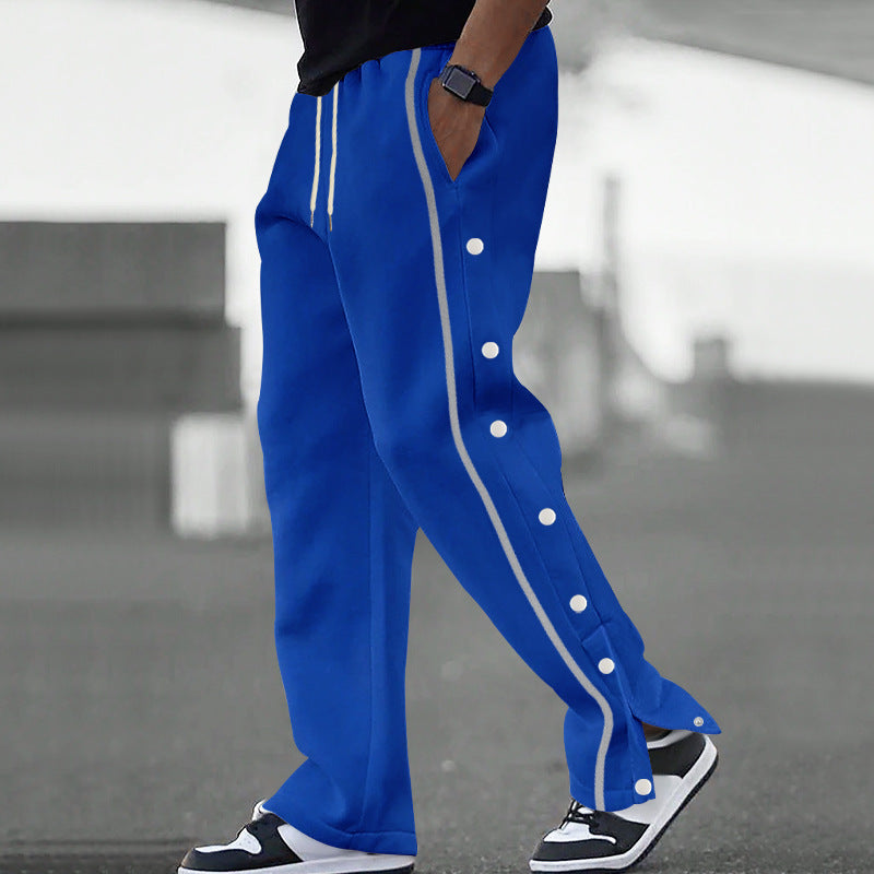 Men's Loose Sporty Jogging Pants with Snap Buttons