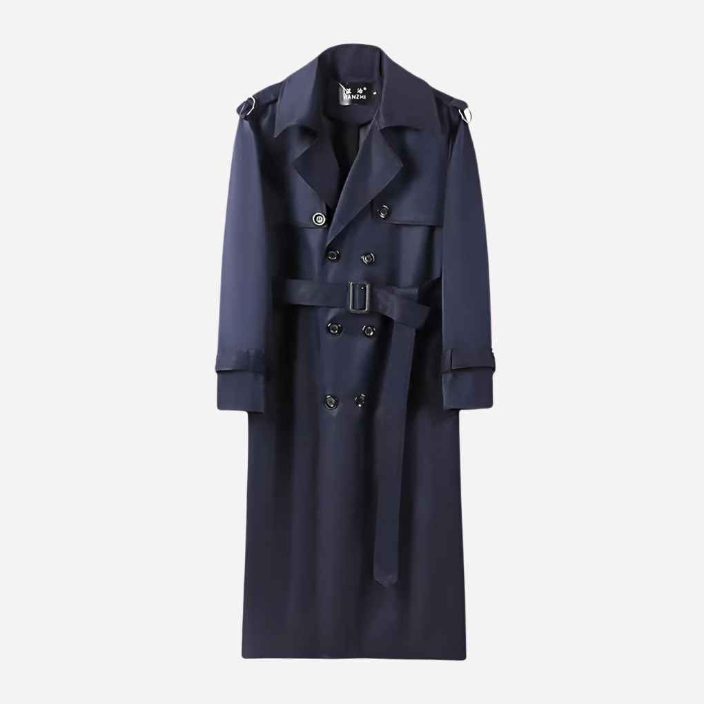 Men's Over-the-Knee Buttoned Trench Coat