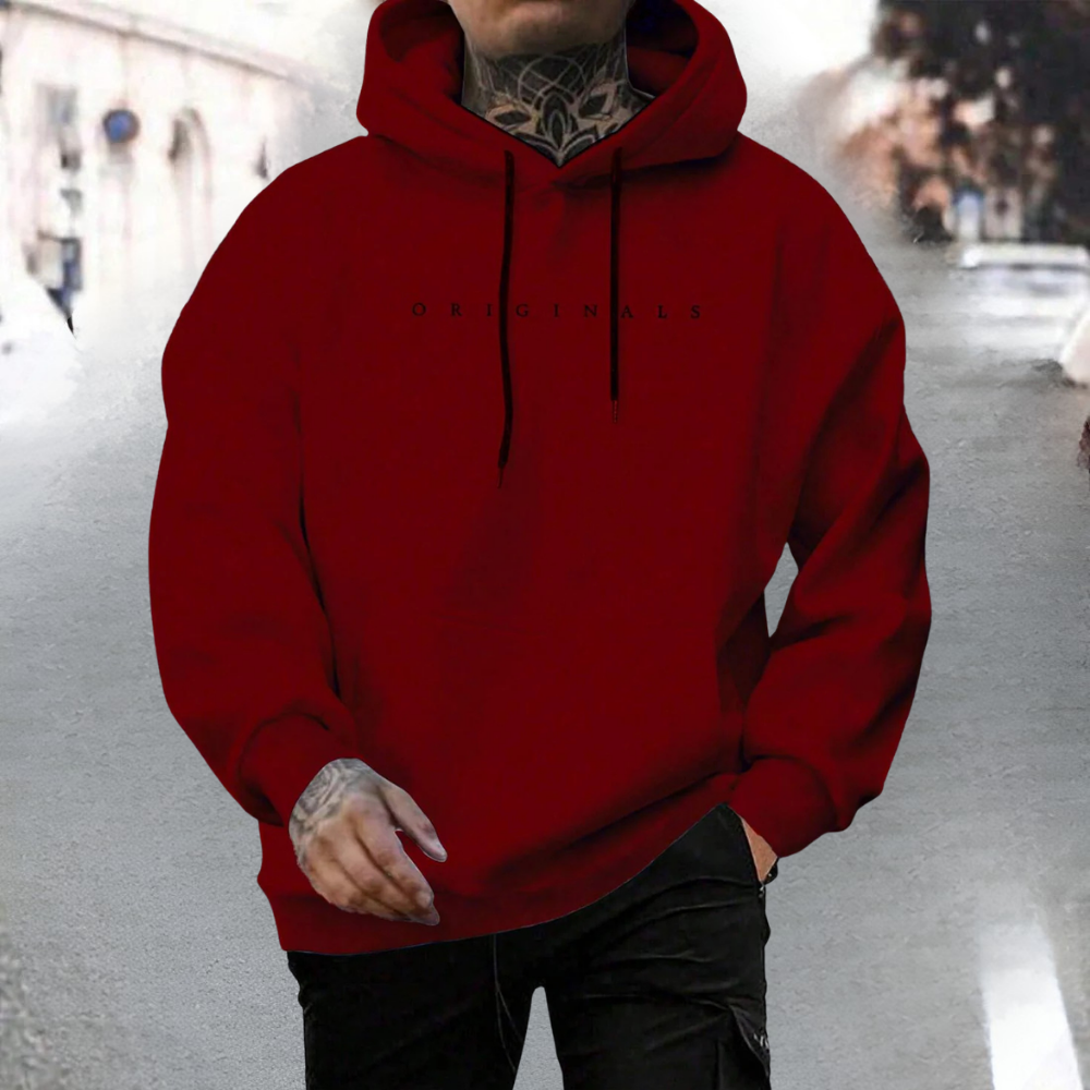 Men's Oversized Loose Pullover Hoodie with Adjustable Hood and Front Pocket