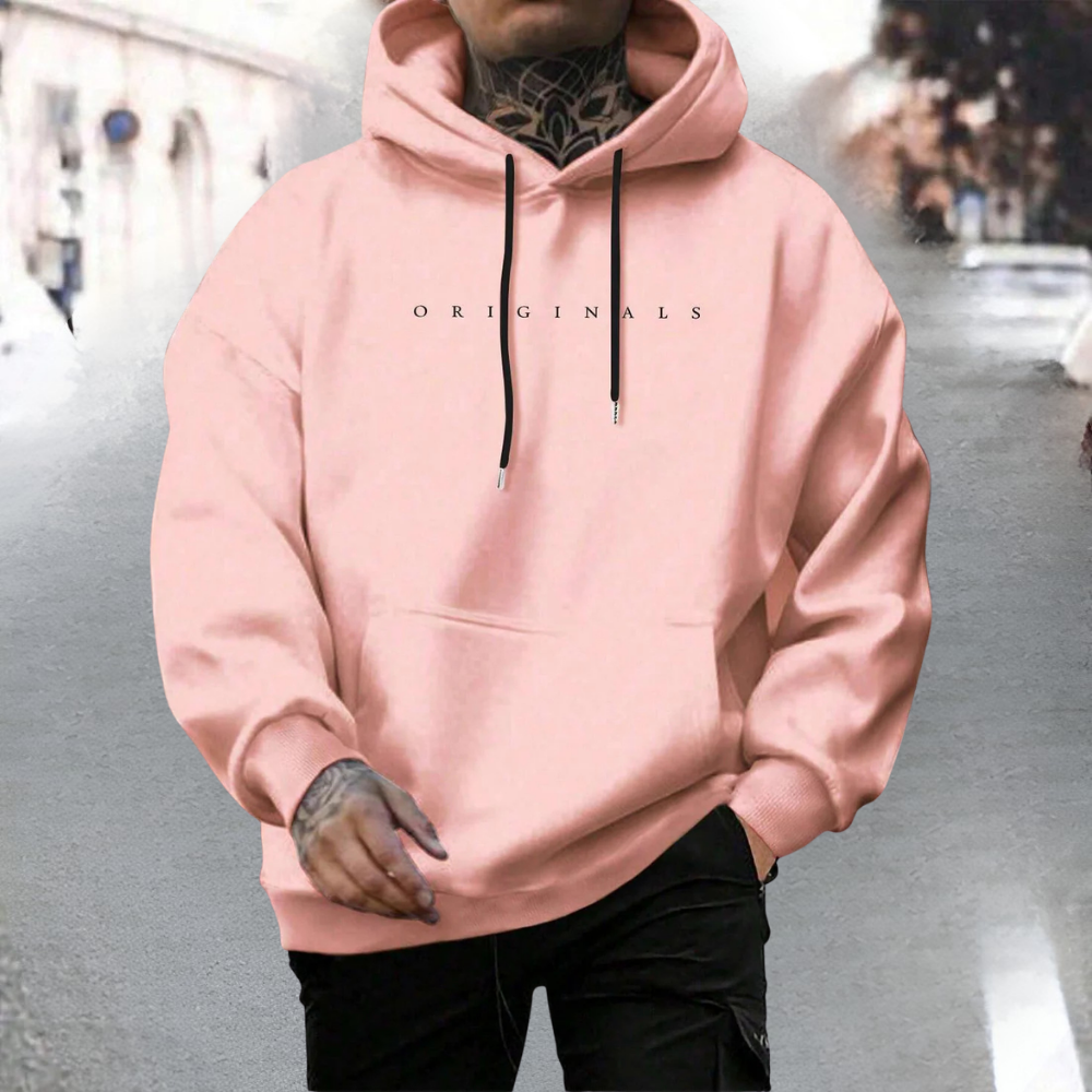 Men's Oversized Loose Pullover Hoodie with Adjustable Hood and Front Pocket
