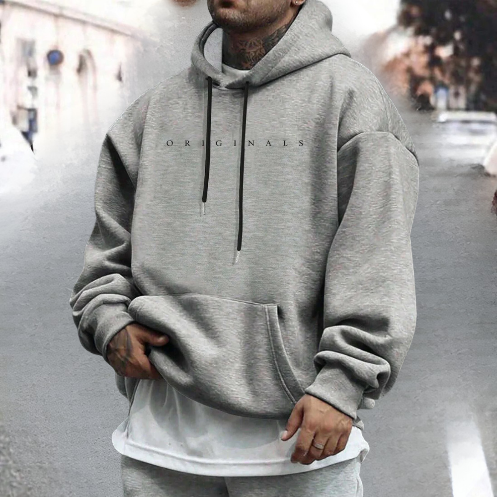 Men's Oversized Loose Pullover Hoodie with Adjustable Hood and Front Pocket