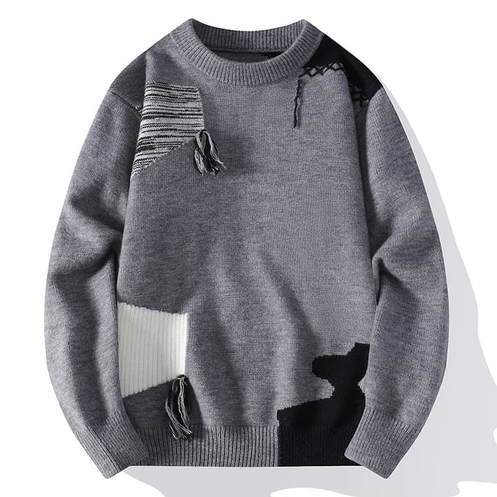 Men's Patchwork Crewneck Sweater