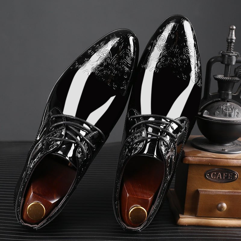 Men's Patent Embossed Lace-Up Formal Derby Shoes