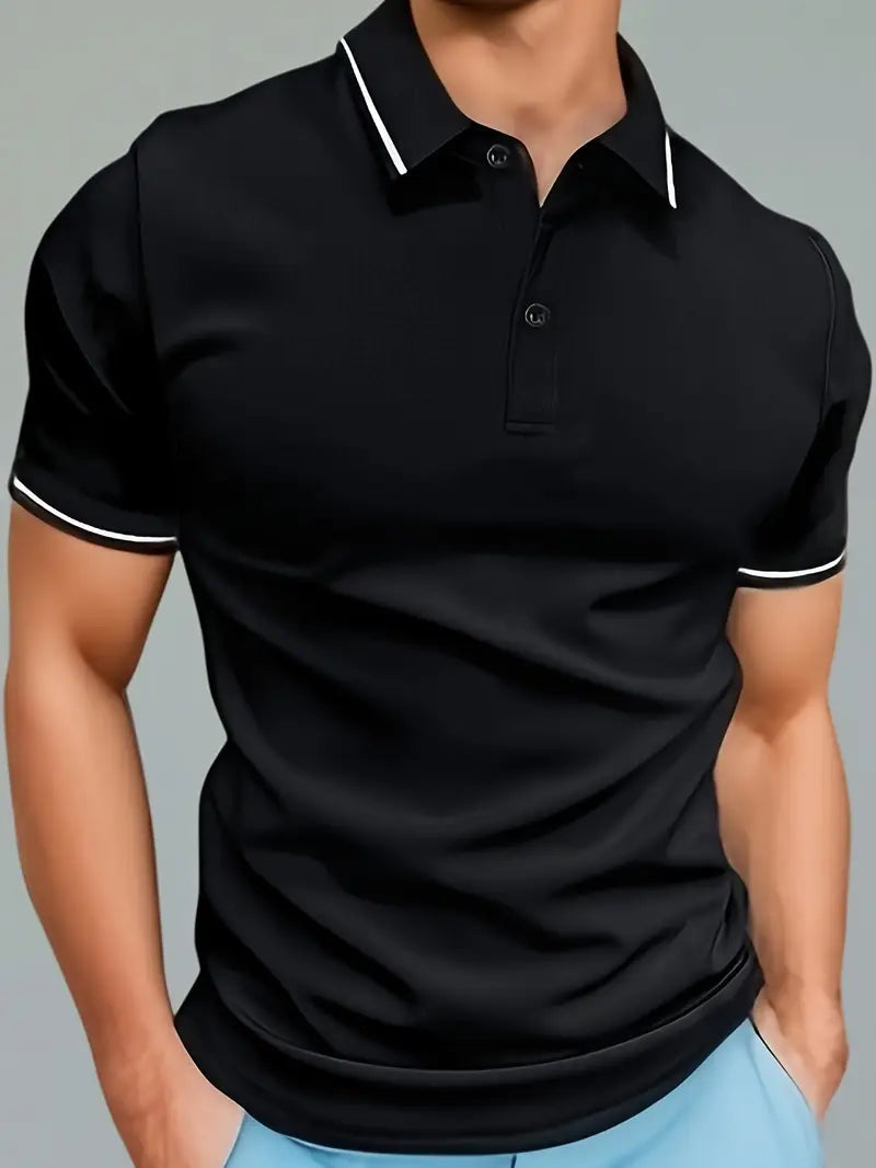 Men's Polo Shirt with Contrast Piping