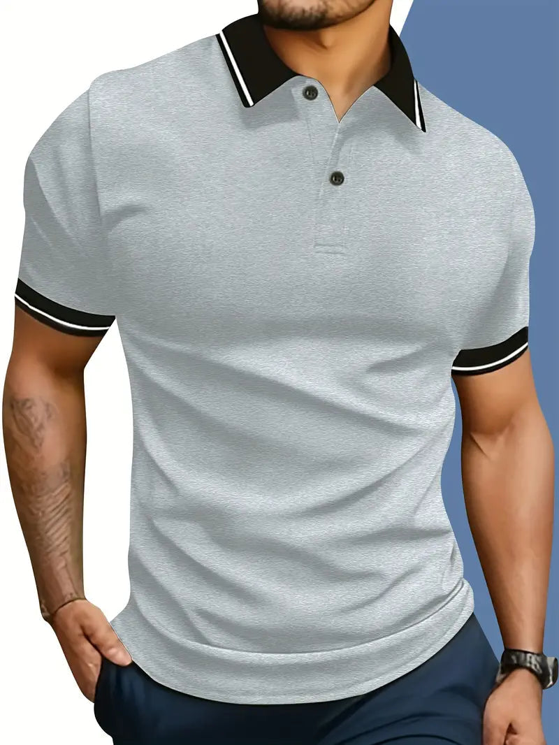 Men's Polo Shirt with Contrast Piping