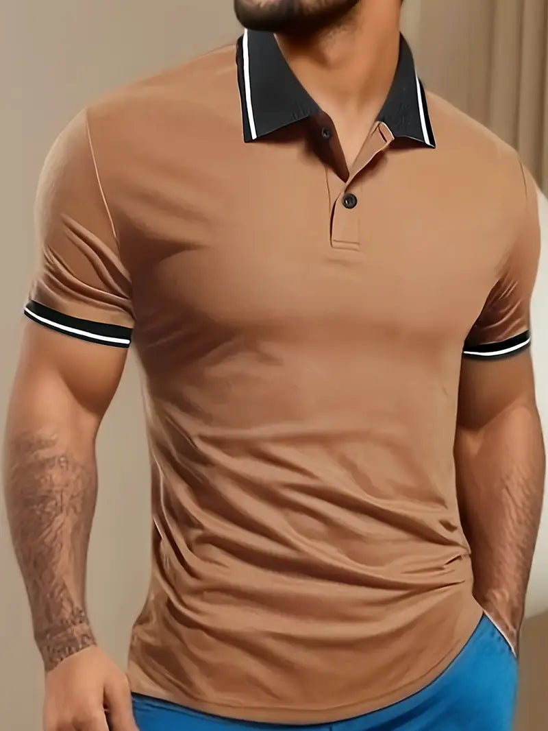 Men's Polo Shirt with Contrast Piping