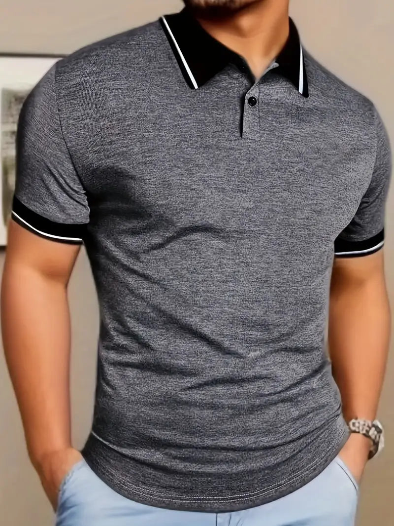 Men's Polo Shirt with Contrast Piping