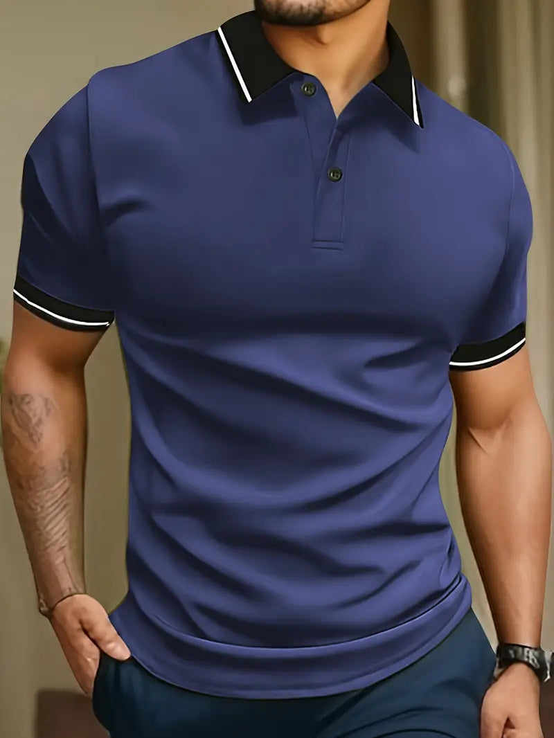 Men's Polo Shirt with Contrast Piping