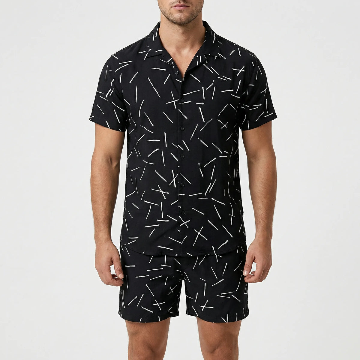 Men's Printed Relaxed Fit Two-Piece Summer Set