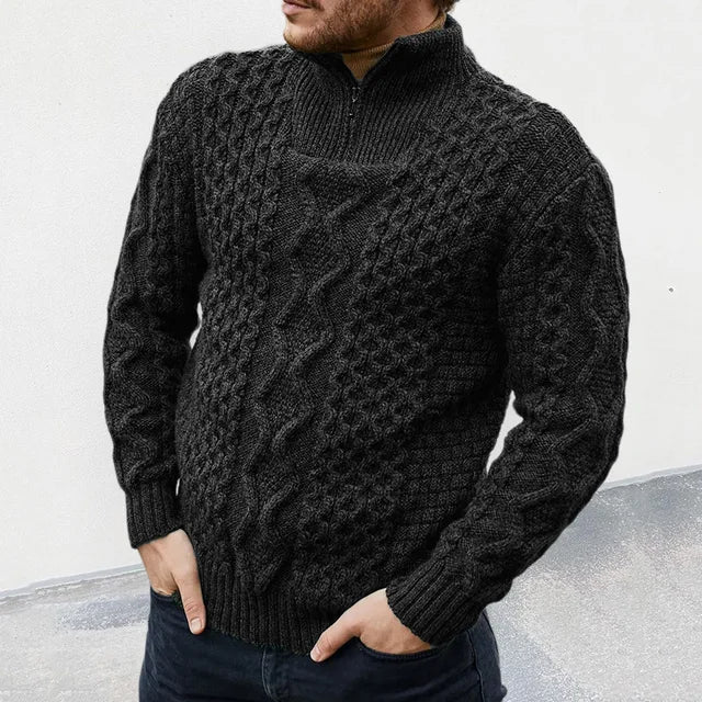 Men's Quarter-Zip Cable-Knit Sweater