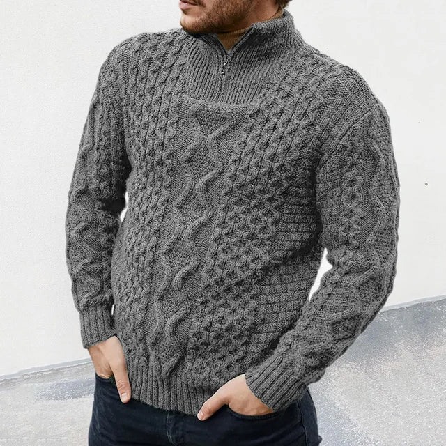 Men's Quarter-Zip Cable-Knit Sweater