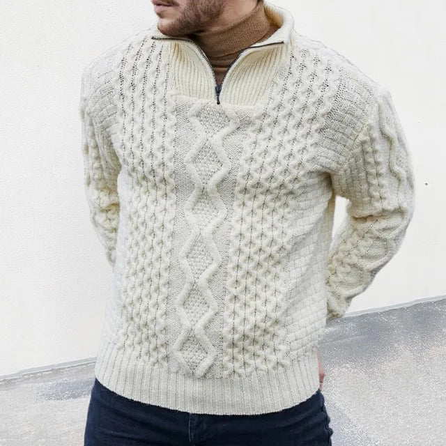 Men's Quarter-Zip Cable-Knit Sweater