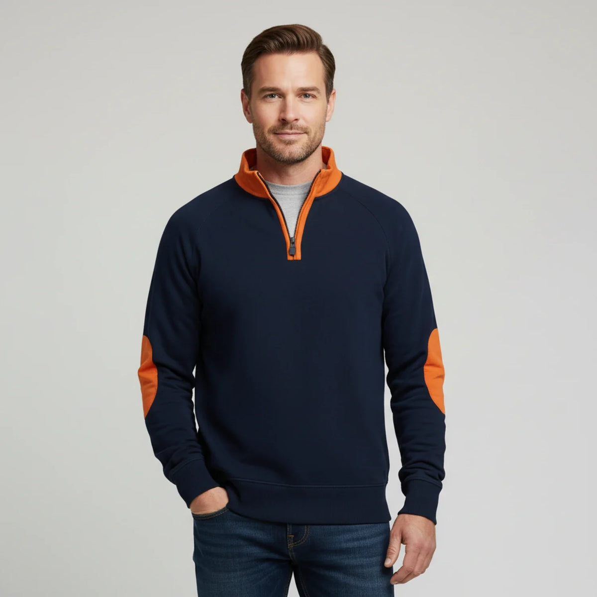Men's Quarter-Zip Elbow Patch Sweater