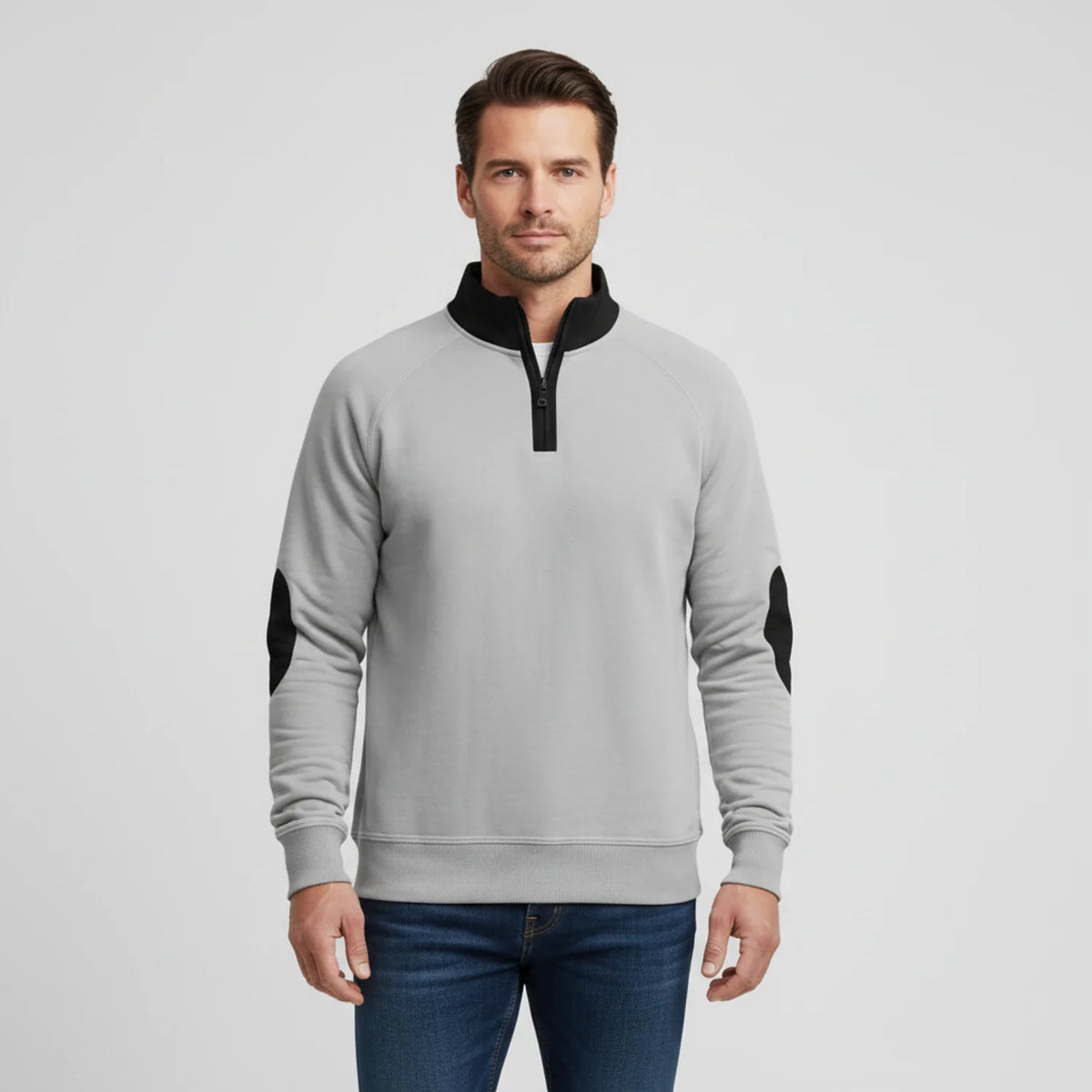 Men's Quarter-Zip Elbow Patch Sweater