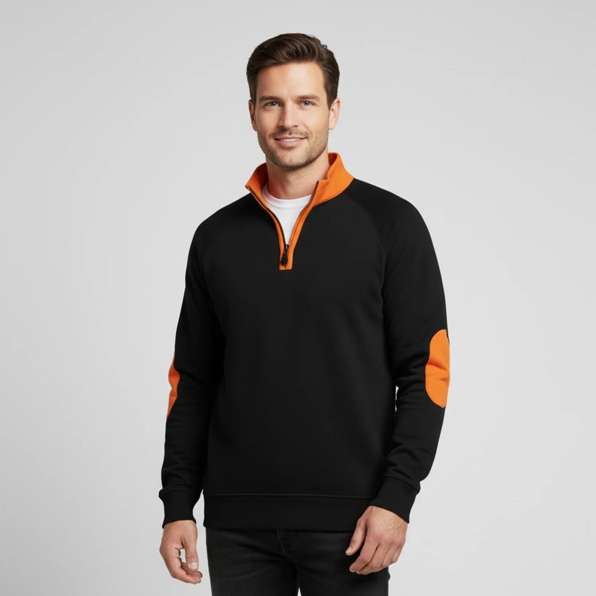 Men's Quarter-Zip Elbow Patch Sweater