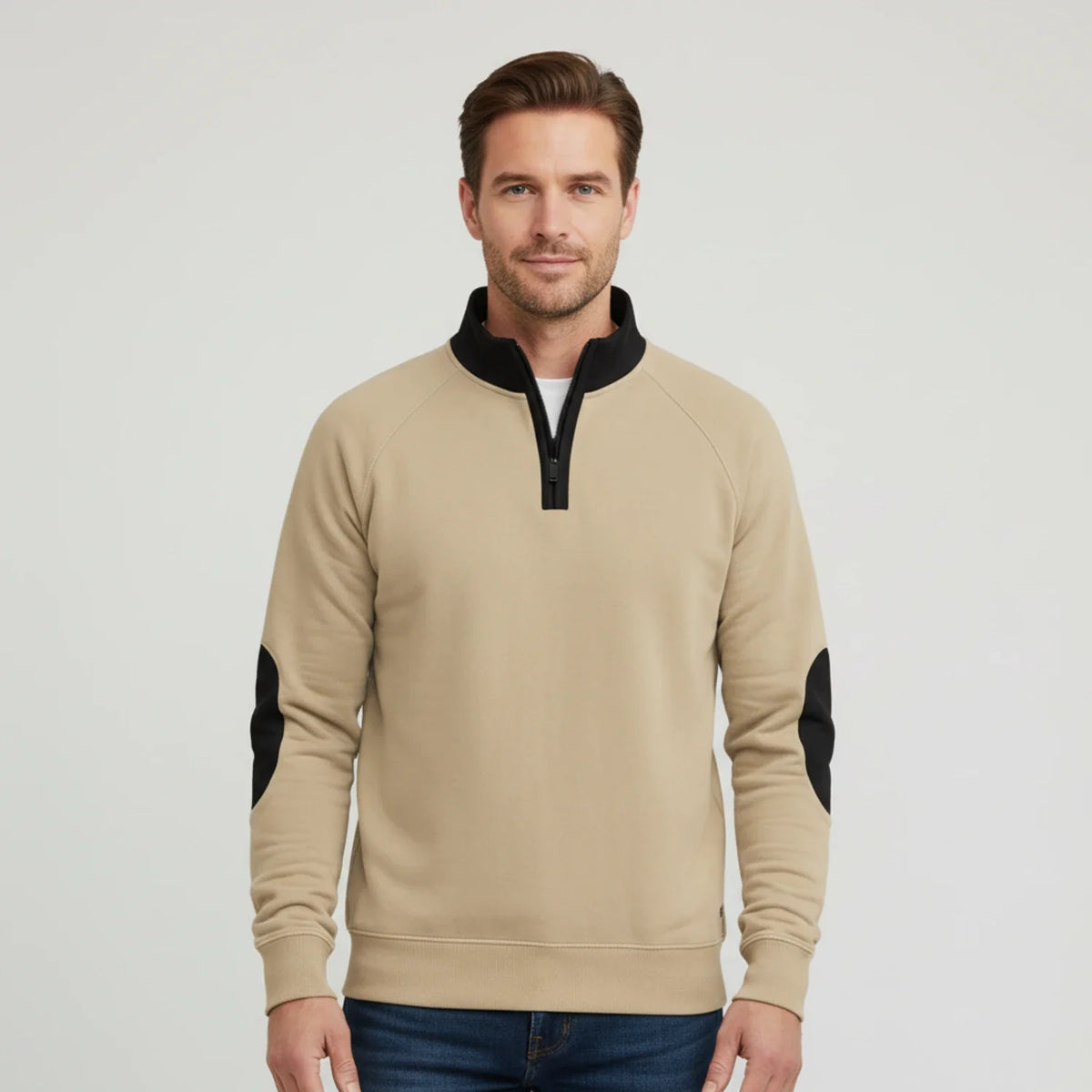 Men's Quarter-Zip Elbow Patch Sweater