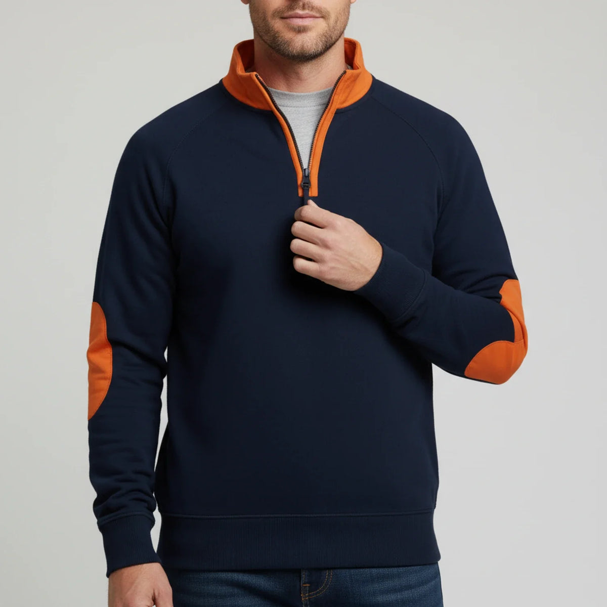 Men's Quarter-Zip Elbow Patch Sweater