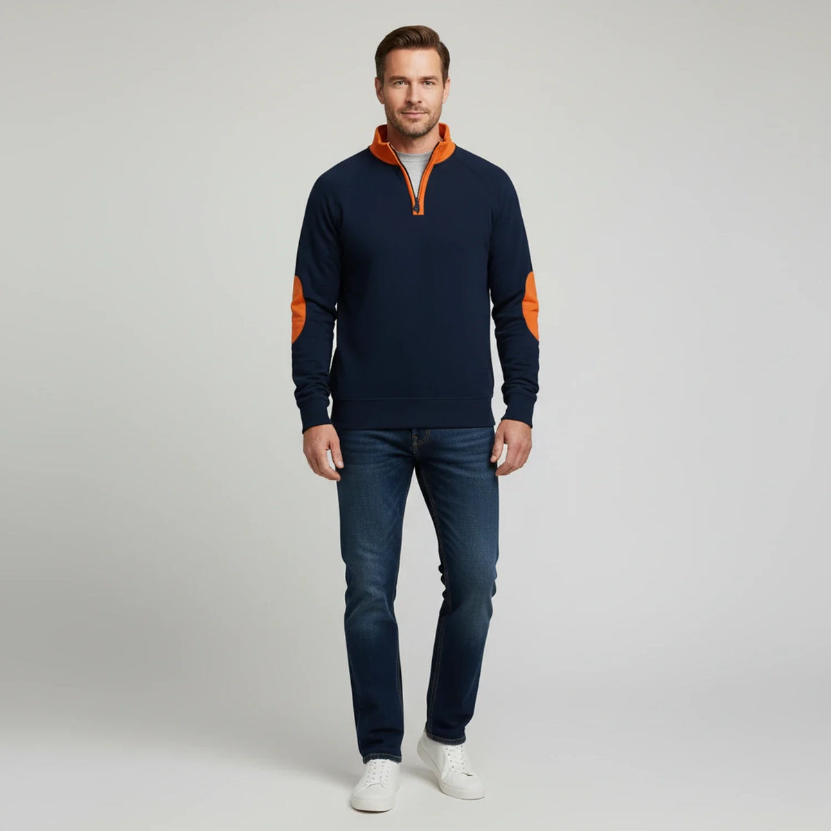 Men's Quarter-Zip Elbow Patch Sweater