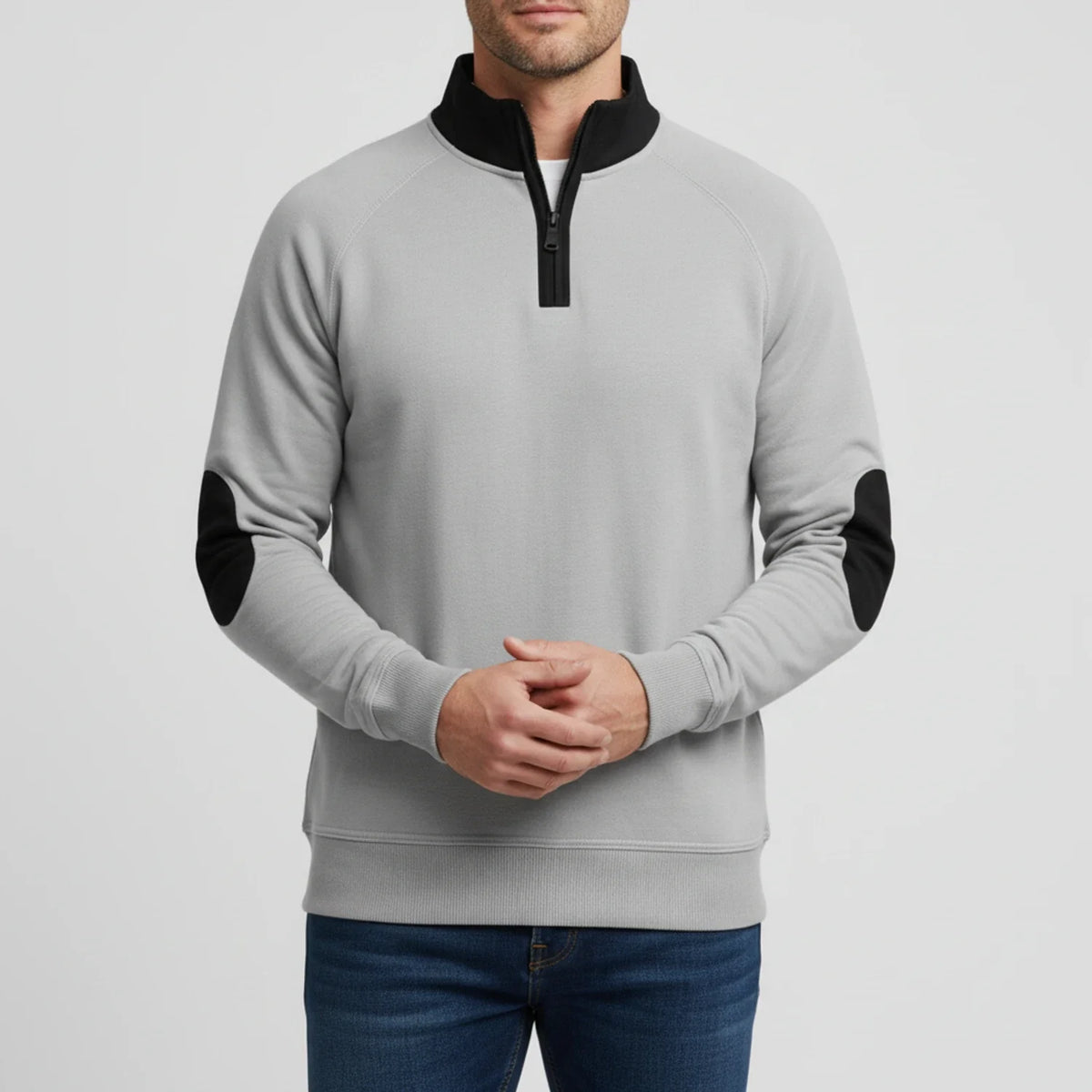 Men's Quarter-Zip Elbow Patch Sweater