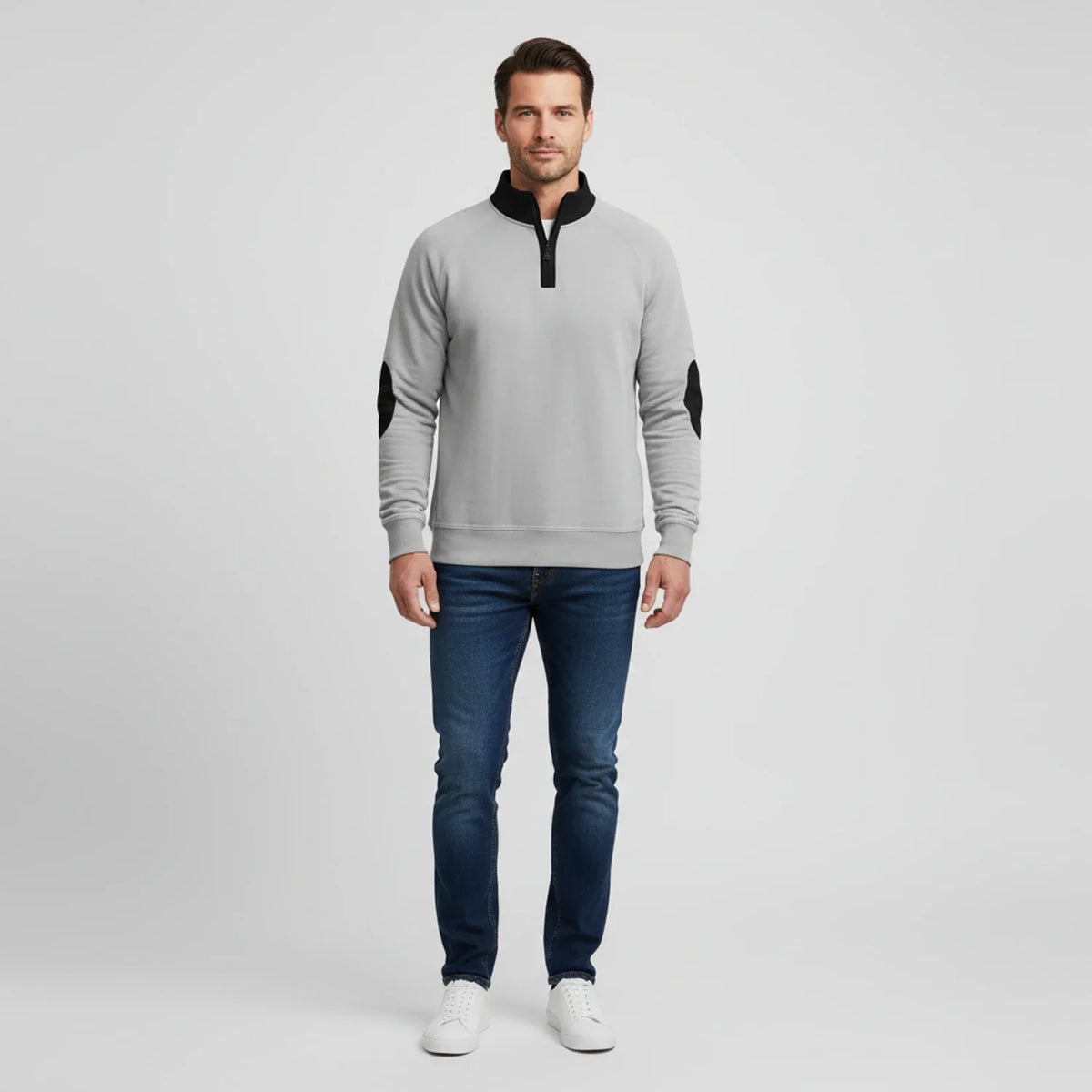 Men's Quarter-Zip Elbow Patch Sweater