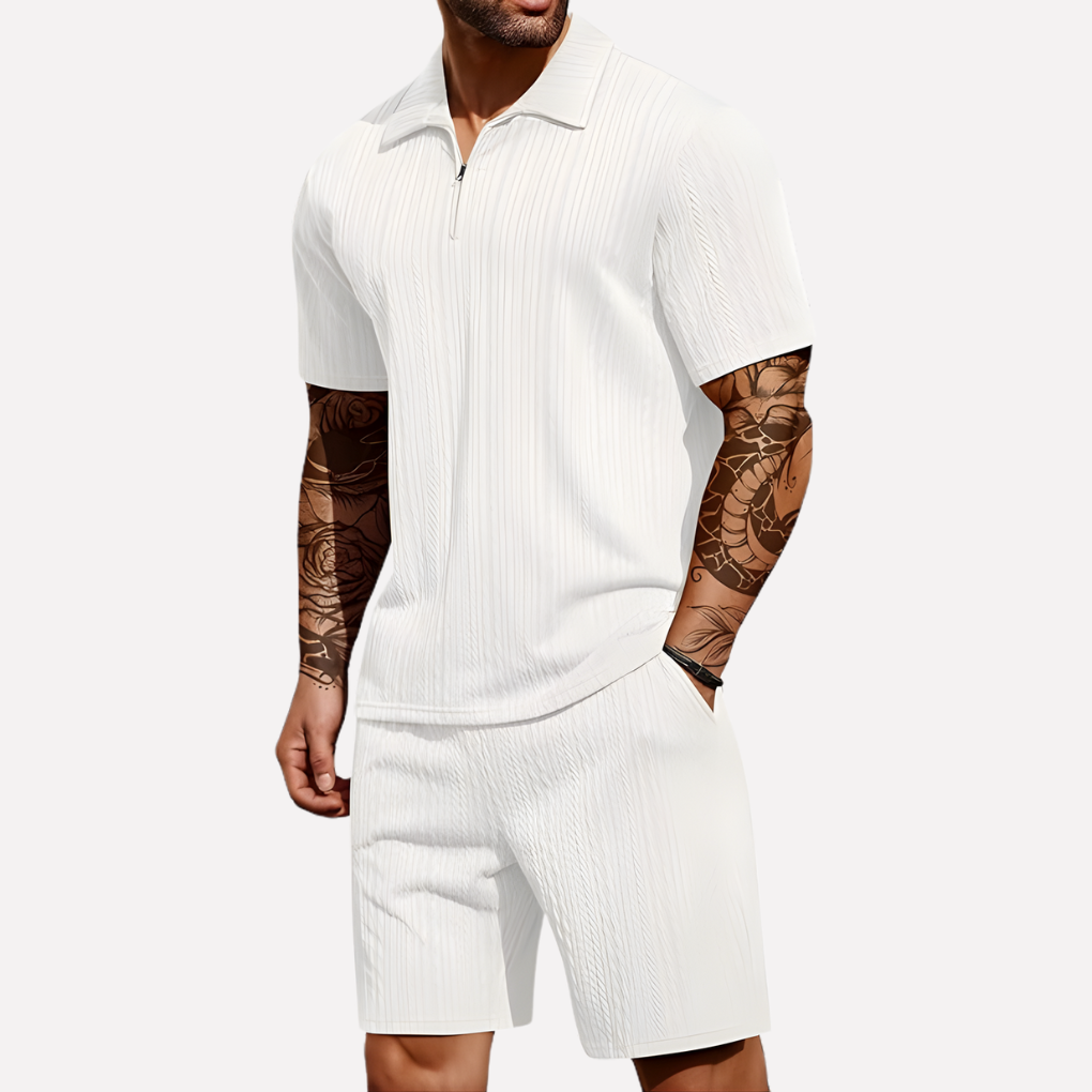 Men's Quarter-Zip Polo and Shorts Set