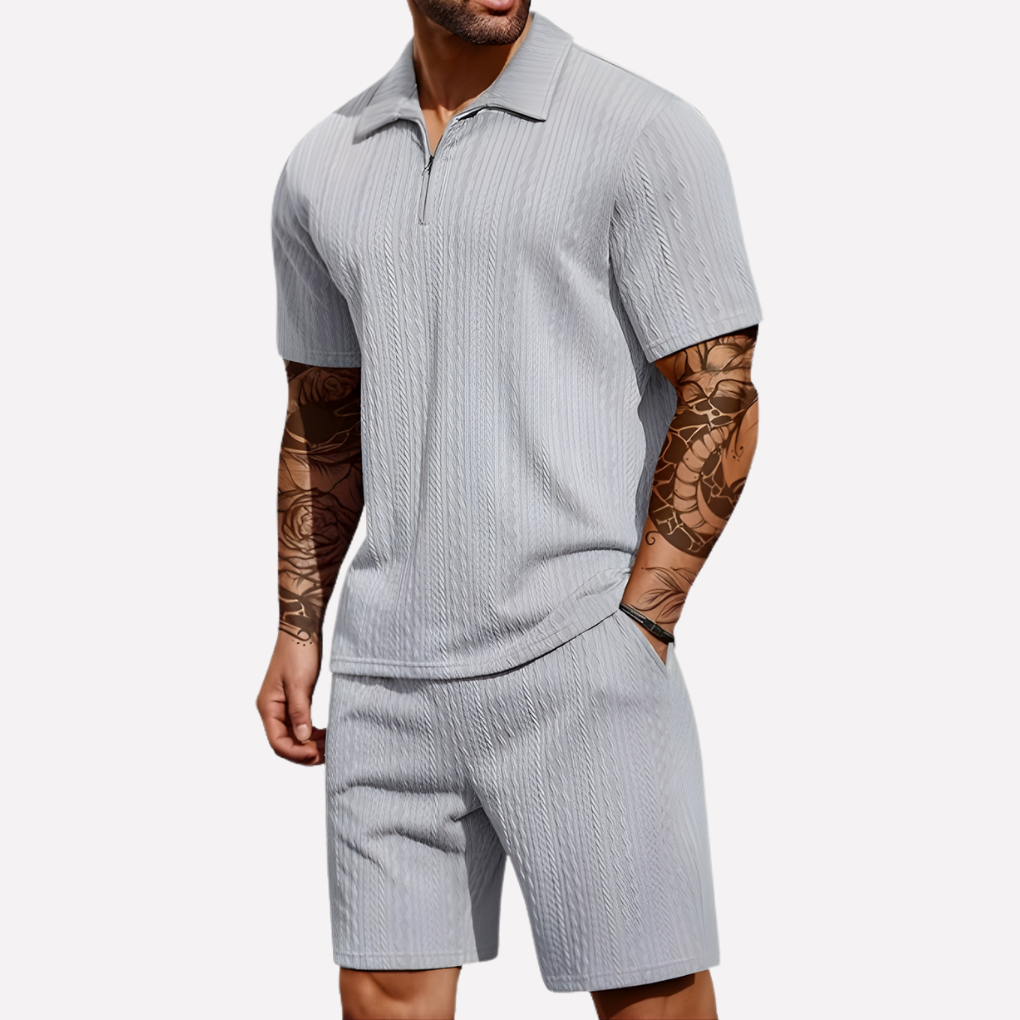Men's Quarter-Zip Polo and Shorts Set