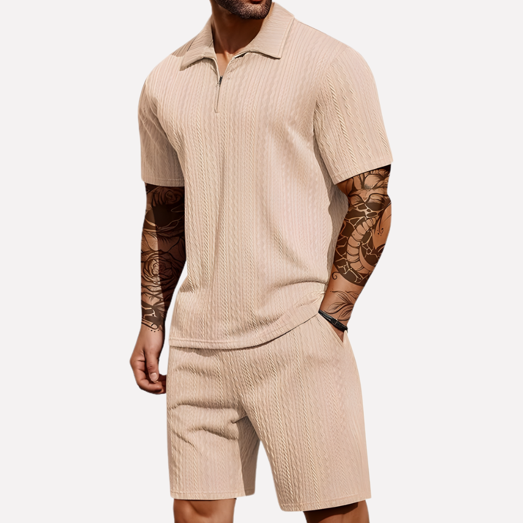 Men's Quarter-Zip Polo and Shorts Set
