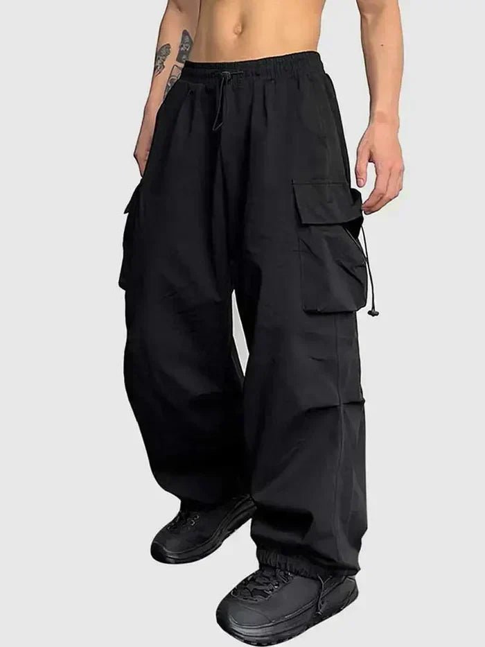 Men's Relaxed Wide-Leg Drawstring Cargo Pants