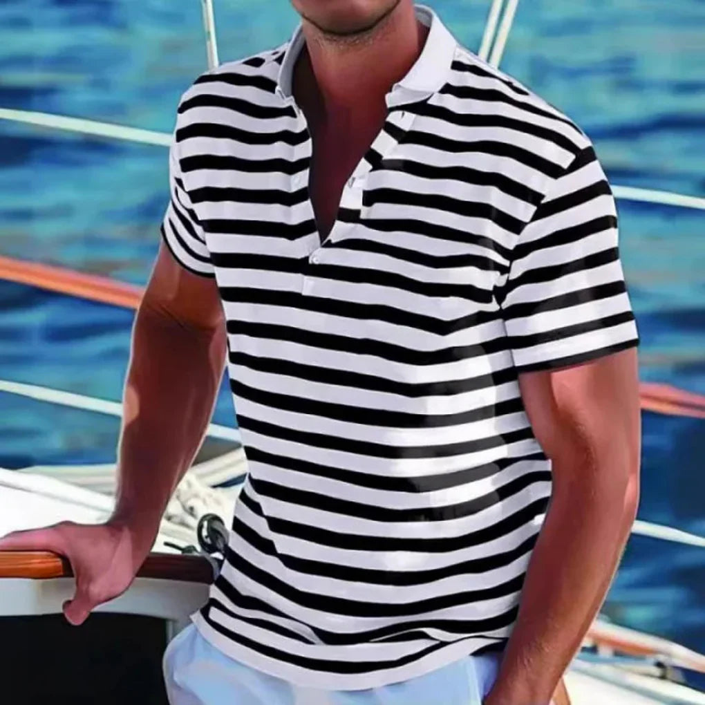 Men's Retro Striped Polo Shirt