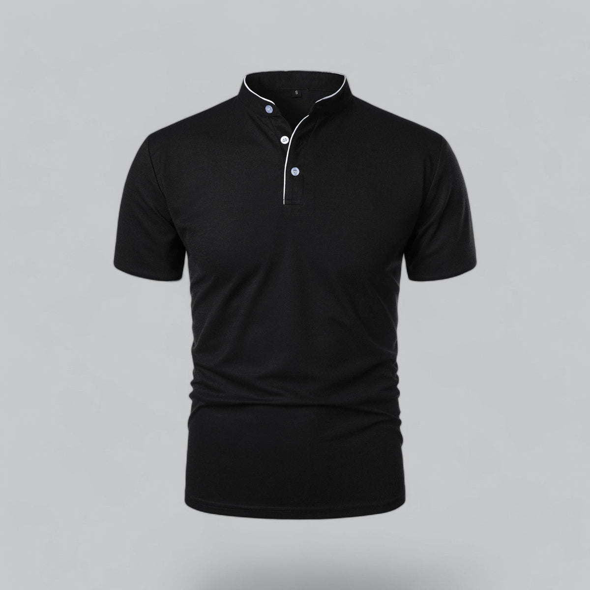 Men's Short-Sleeve Mandarin Collar Polo Shirt