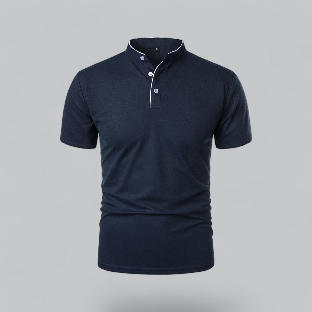 Men's Short-Sleeve Mandarin Collar Polo Shirt