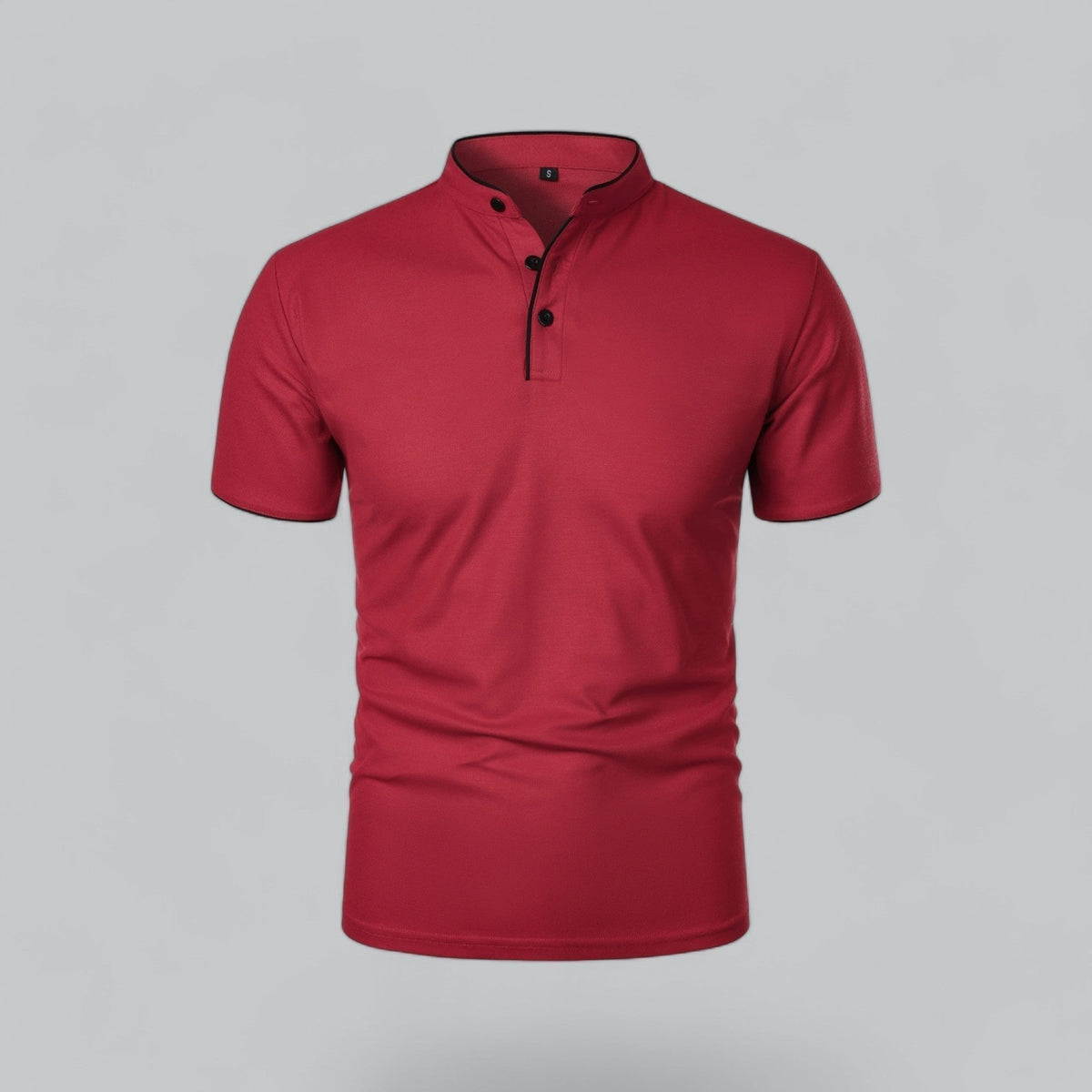 Men's Short-Sleeve Mandarin Collar Polo Shirt