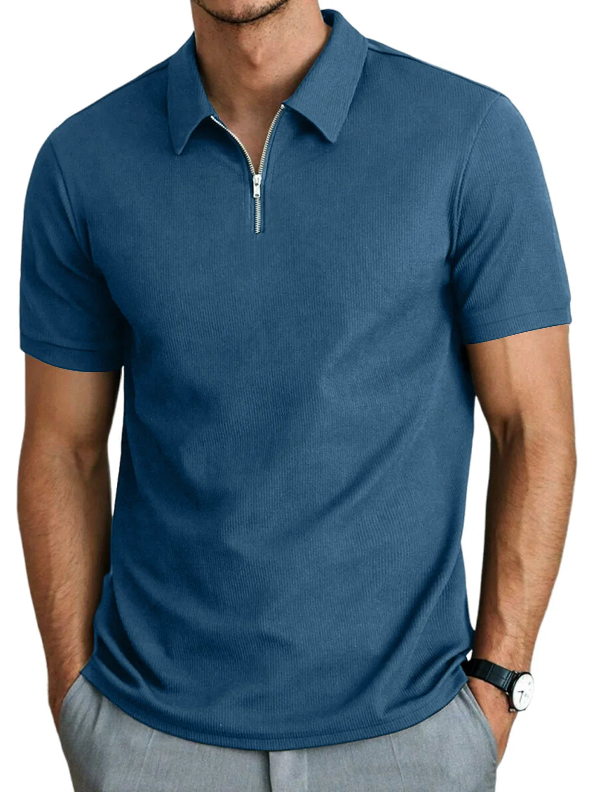 Men's Short-Sleeve Zip Polo Shirt