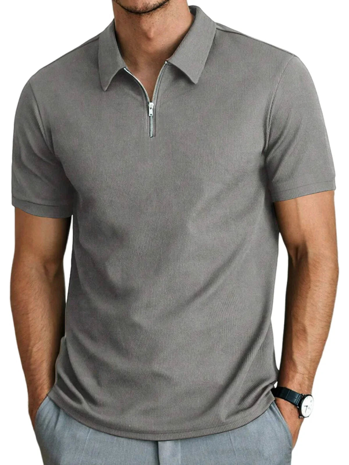 Men's Short-Sleeve Zip Polo Shirt
