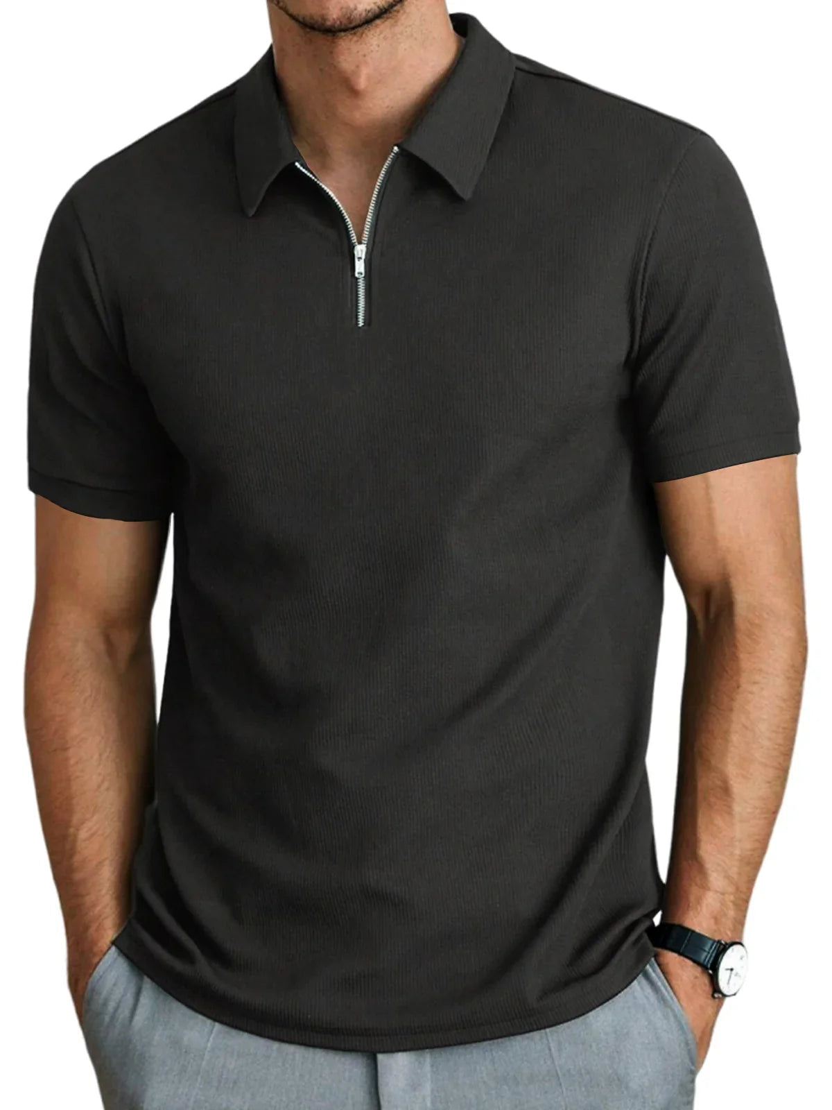 Men's Short-Sleeve Zip Polo Shirt