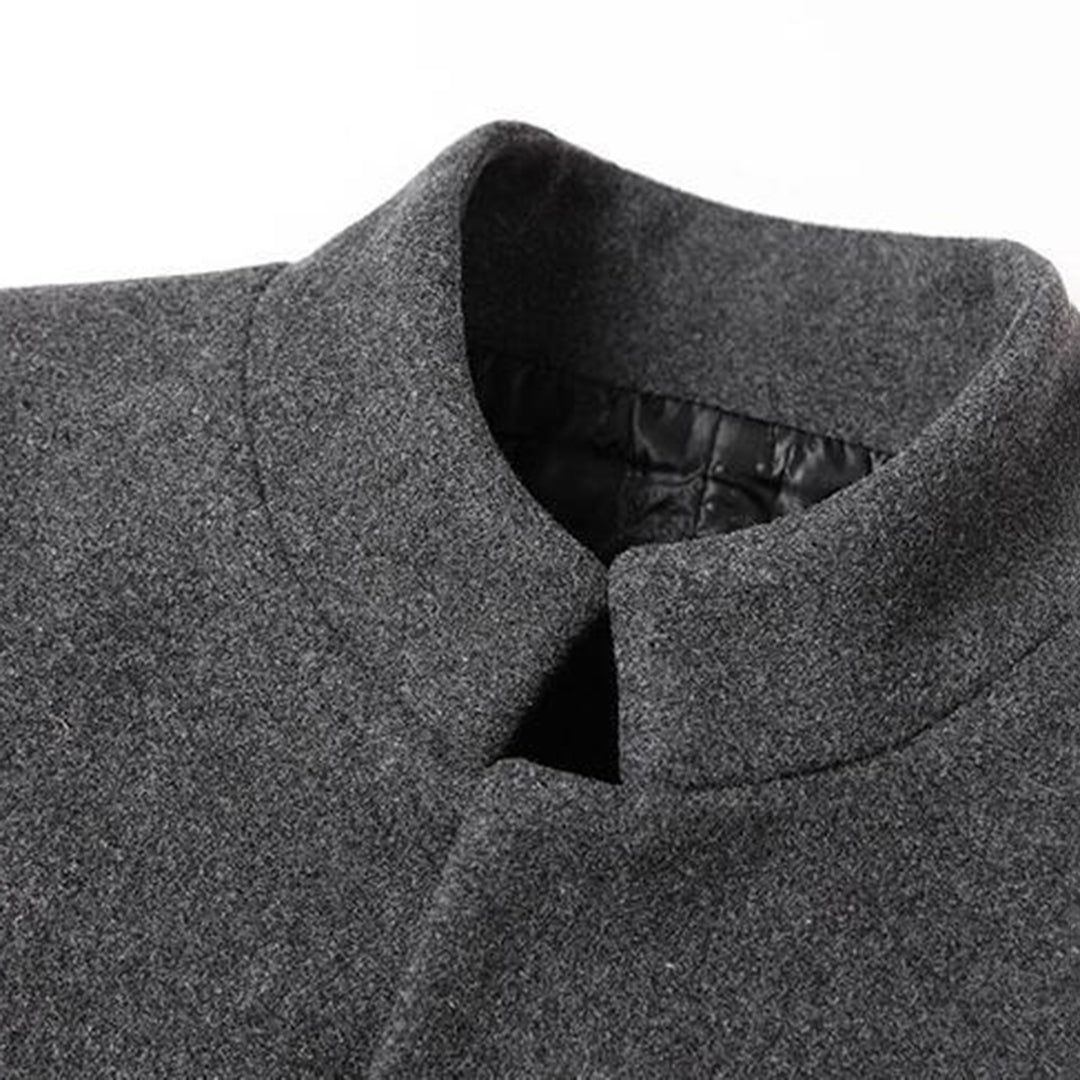 Men's Single-Breasted Stand-Collar Overcoat