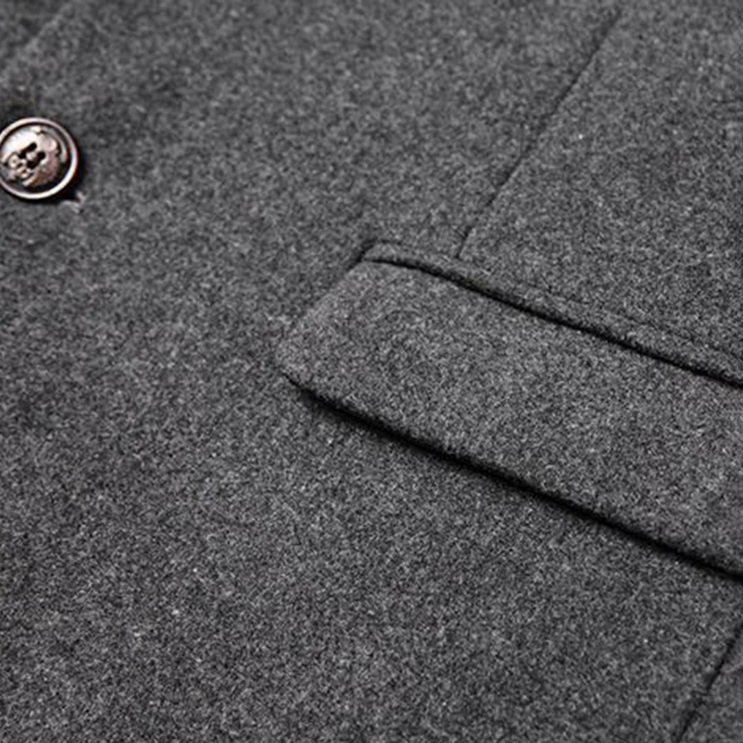 Men's Single-Breasted Stand-Collar Overcoat