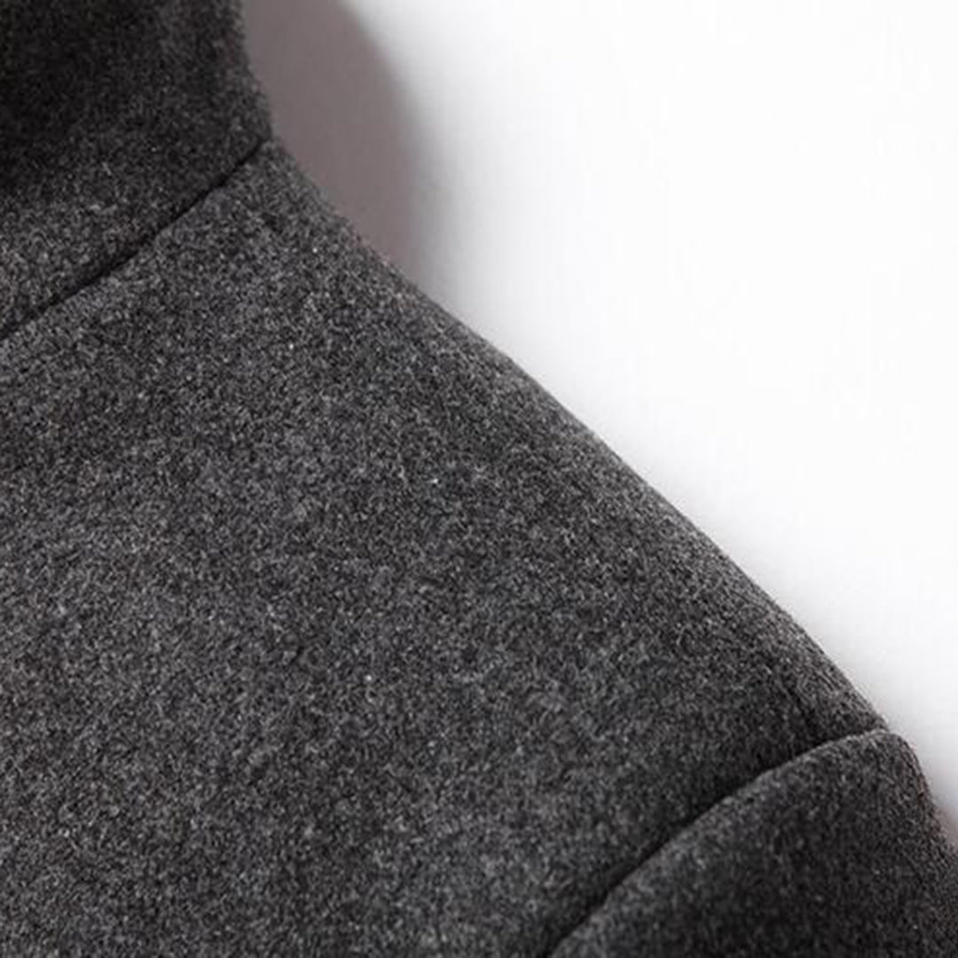 Men's Single-Breasted Stand-Collar Overcoat