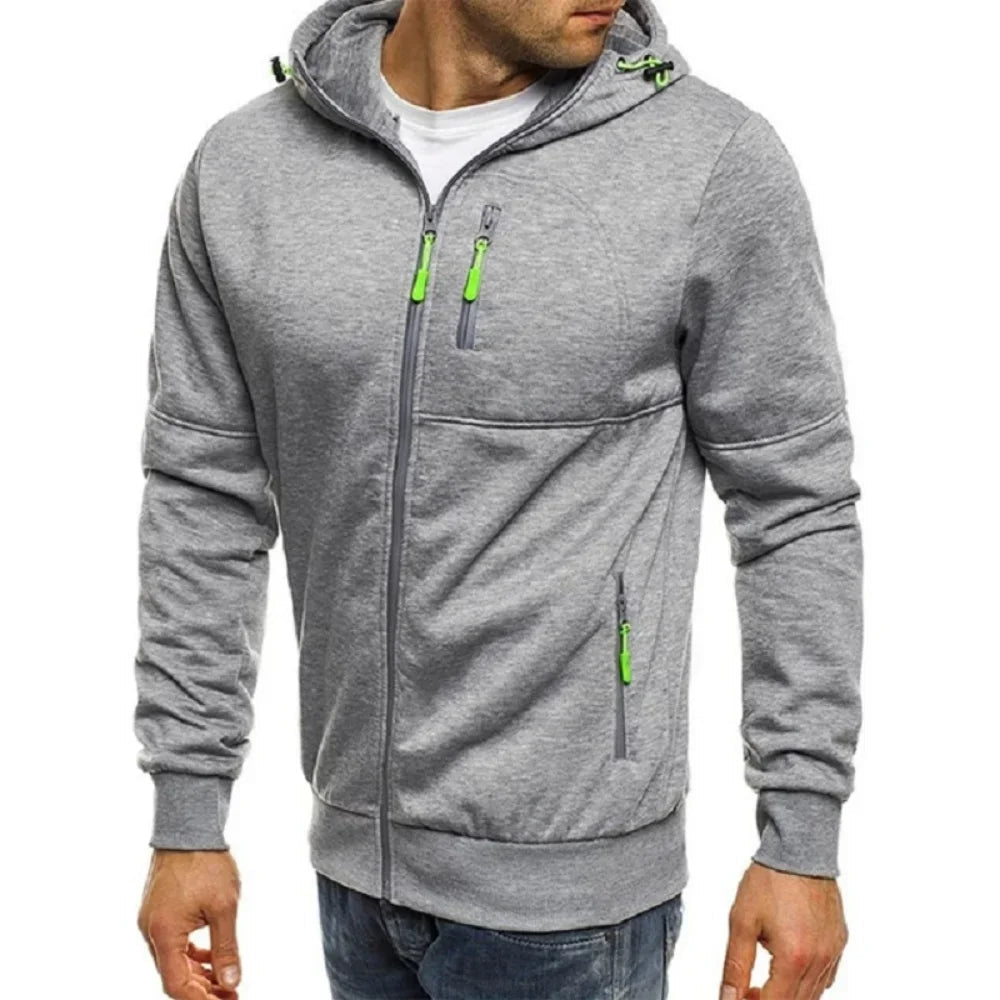 Men's Slim Fit Black Zip-Up Hoodie – Stylish and Comfortable for Everyday Wear and Sports