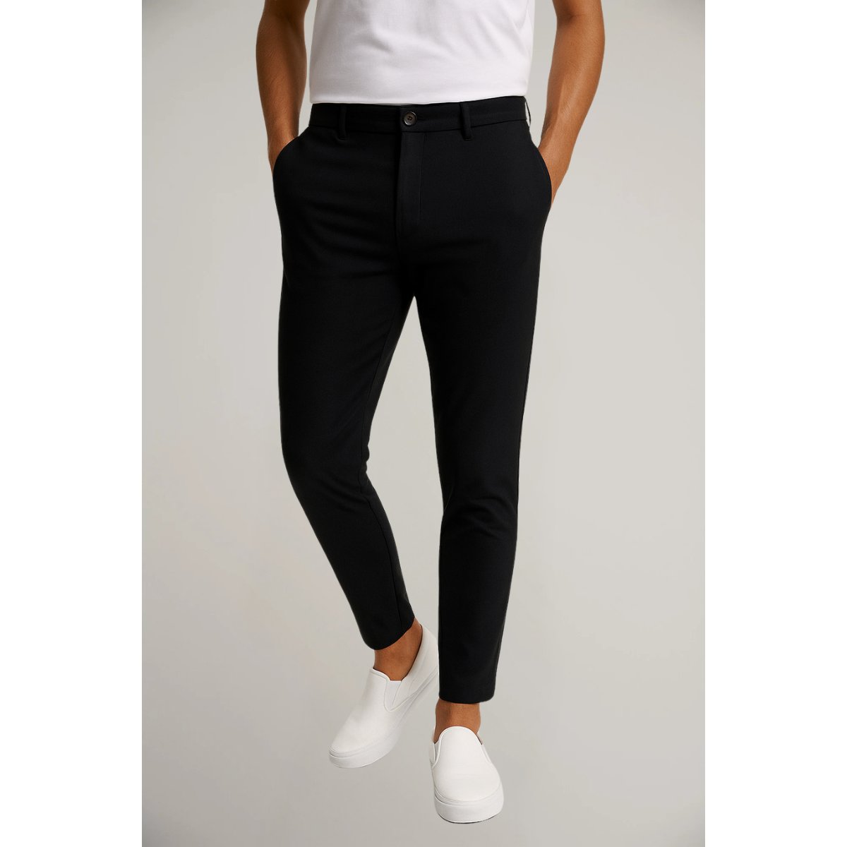 Men's Slim-Fit Button-Zip Tailored Pants