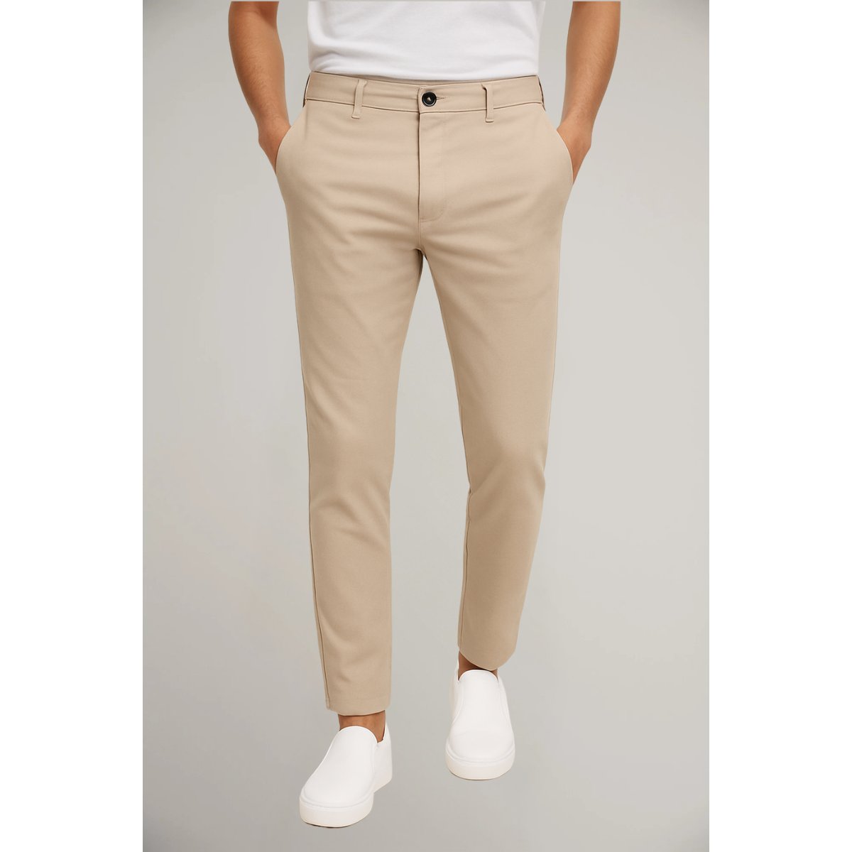 Men's Slim-Fit Button-Zip Tailored Pants