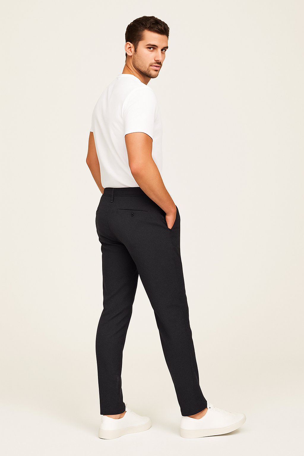 Men's Slim-Fit Button-Zip Tailored Pants