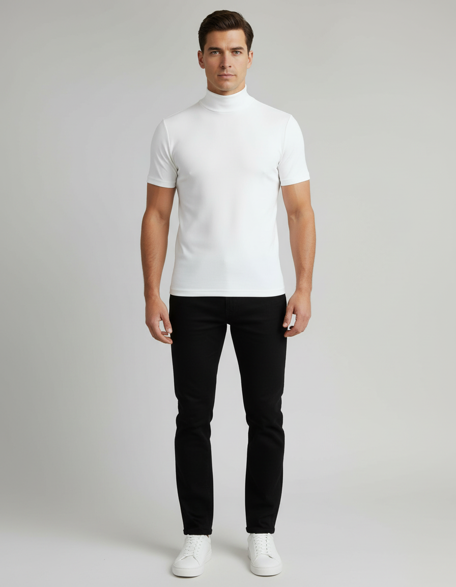 Men's Slim Fit Roll-Neck T-Shirt