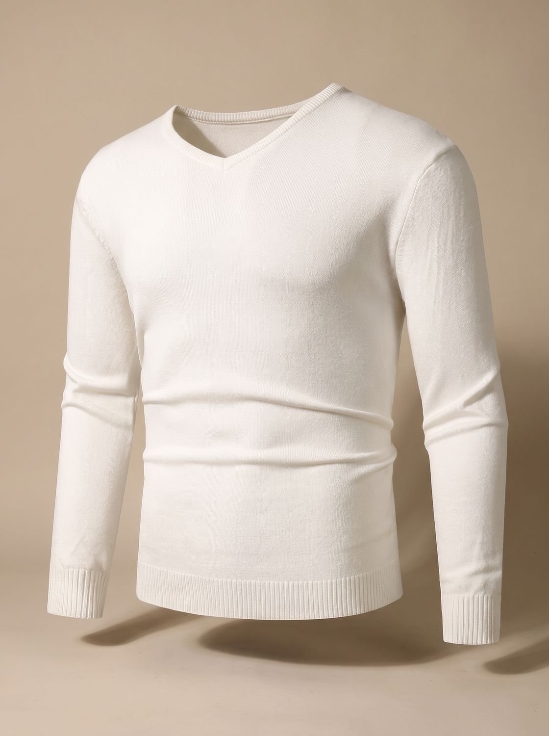 Men's Slim-Fit V-Neck Fine-Knit Stretch Pullover Sweater